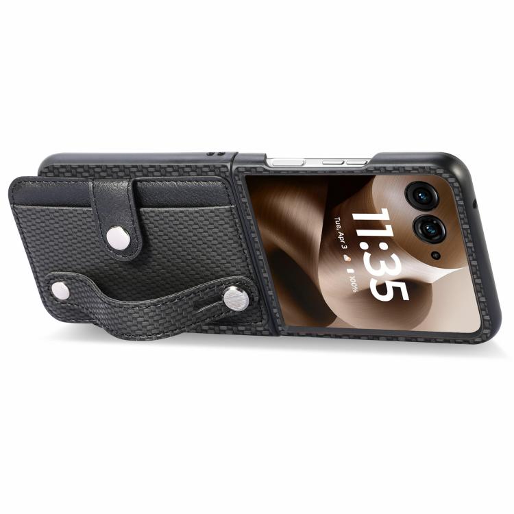 For Motorola Razr 60 Ultra Wristband Kickstand Card Wallet Back Cover Phone Case