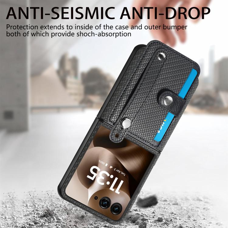 For Motorola Razr 60 Ultra Wristband Kickstand Card Wallet Back Cover Phone Case