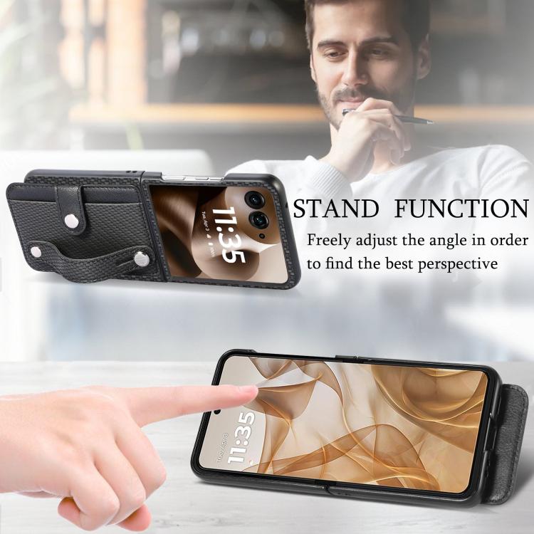 For Motorola Razr 60 Ultra Wristband Kickstand Card Wallet Back Cover Phone Case