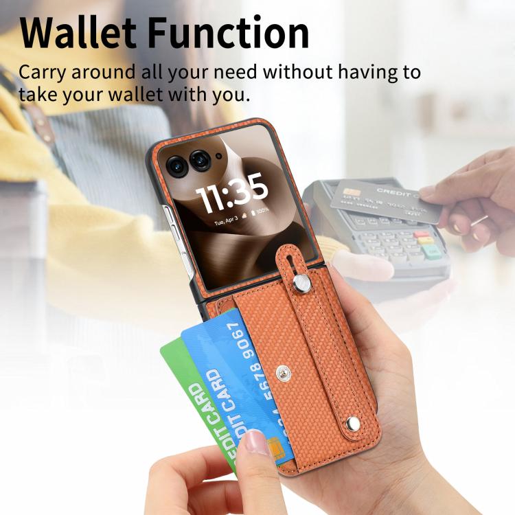 For Motorola Razr 60 Ultra Wristband Kickstand Card Wallet Back Cover Phone Case