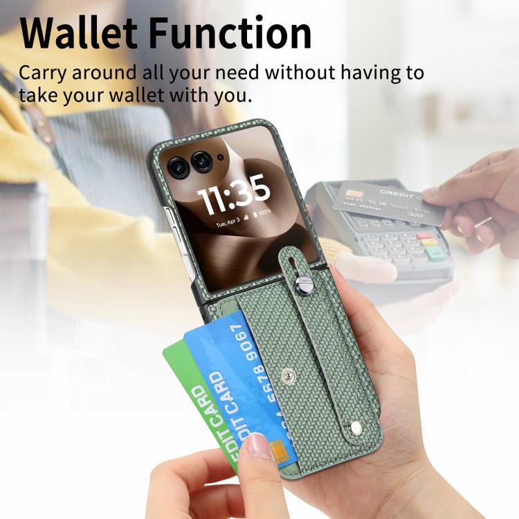 For Motorola Razr 60 Ultra Wristband Kickstand Card Wallet Back Cover Phone Case
