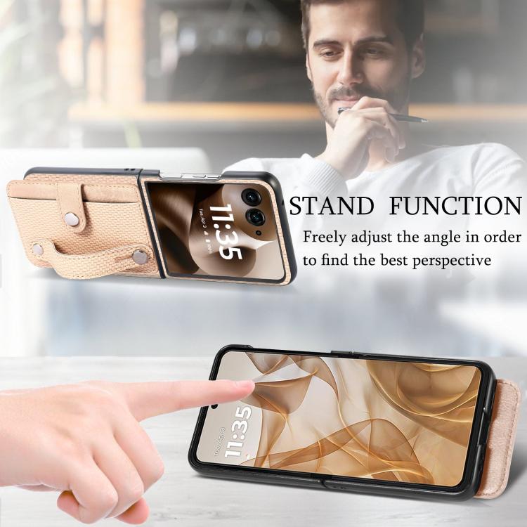 For Motorola Razr 60 Ultra Wristband Kickstand Card Wallet Back Cover Phone Case