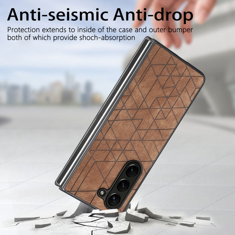 For Samsung Galaxy Z Fold6 Geometric Leather Back Cover Phone Case