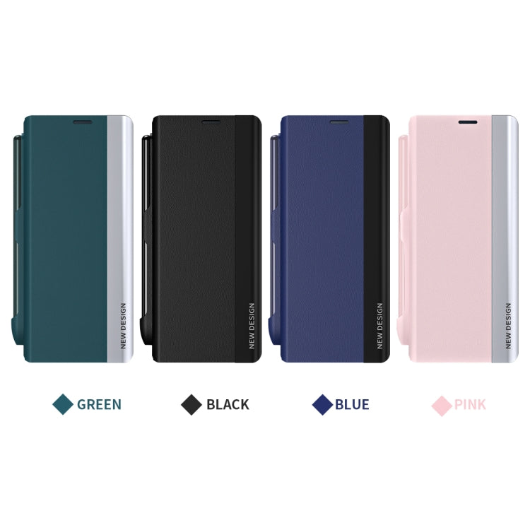 For  Samsung Galaxy Z Fold 5   5G Side Electroplating Adsorption Ultra-thin Leather Phone Case with Pen