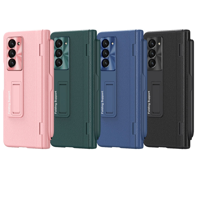 For  Samsung Galaxy Z Fold5 5G Integrated Folding Hinge Leather Phone Case with Pen