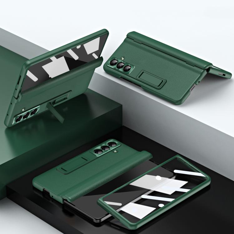 For Samsung Galaxy Z Fold7 5G Shell-membrane Integrated Hinge All-around Leather Folding Phone Case