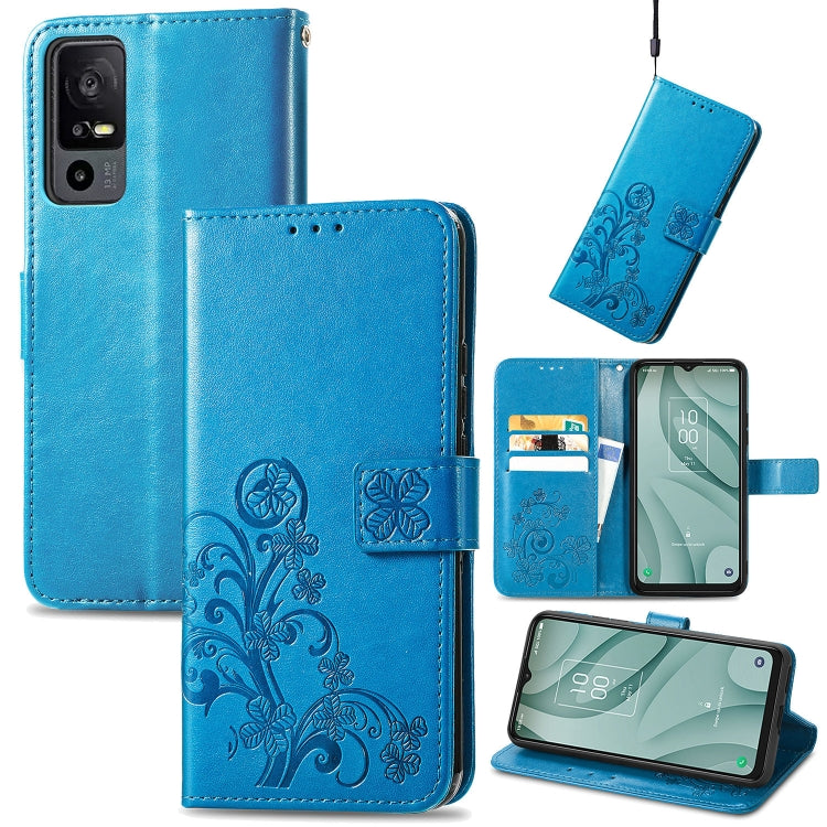For TCL 40 XE 5G Four-leaf Clasp Embossed Buckle Leather Phone Case