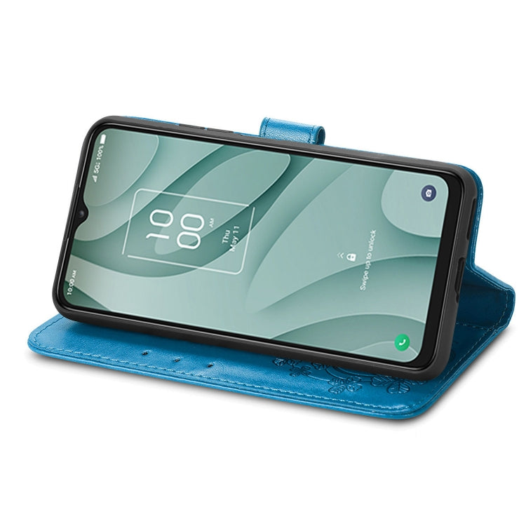 For TCL 40 XE 5G Four-leaf Clasp Embossed Buckle Leather Phone Case