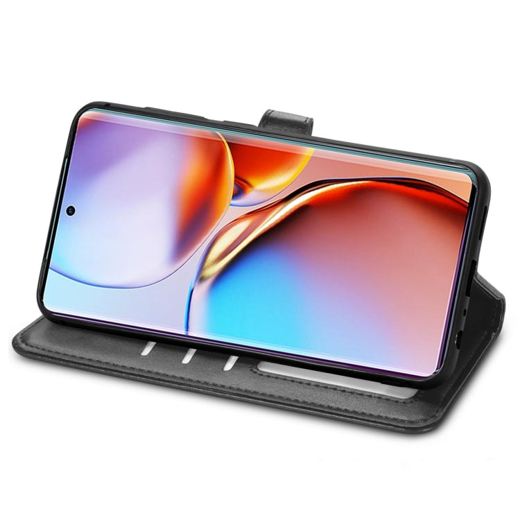 For Motorola Edge 40 Pro Retro Solid Color Buckle Leather Phone Case