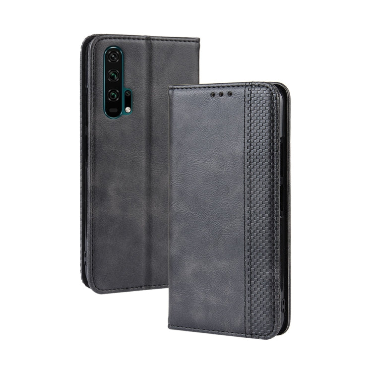 Magnetic Buckle Retro Crazy Horse Texture Horizontal Flip Leather Case for HUAWEI Honor 20pro , with Holder & Card Slots & Photo Frame
