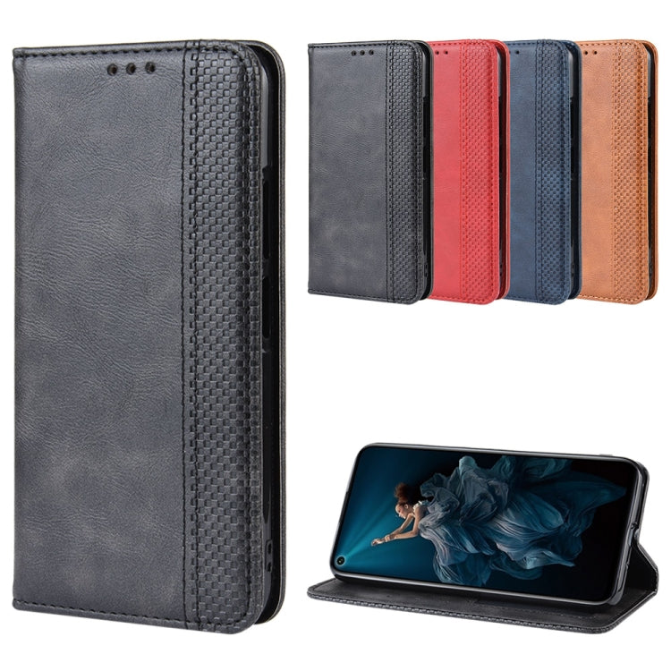 Magnetic Buckle Retro Crazy Horse Texture Horizontal Flip Leather Case for HUAWEI Honor 20pro , with Holder & Card Slots & Photo Frame