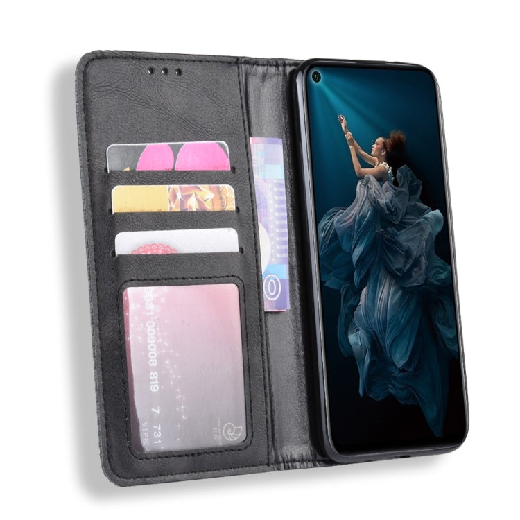 Magnetic Buckle Retro Crazy Horse Texture Horizontal Flip Leather Case for HUAWEI Honor 20pro , with Holder & Card Slots & Photo Frame
