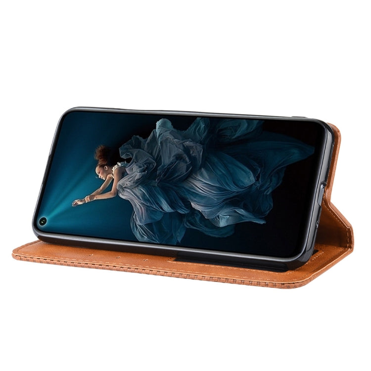 Magnetic Buckle Retro Crazy Horse Texture Horizontal Flip Leather Case for HUAWEI Honor 20pro , with Holder & Card Slots & Photo Frame