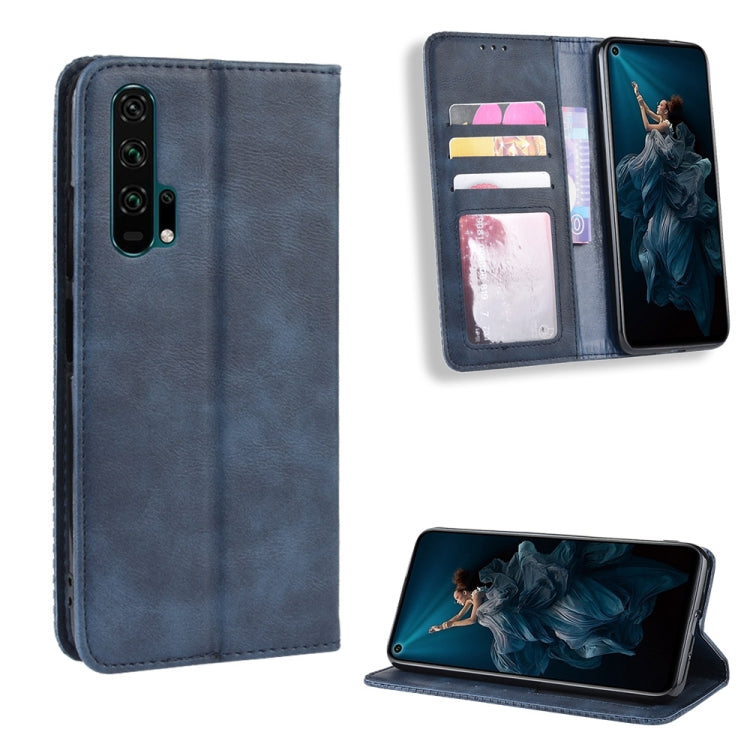 Magnetic Buckle Retro Crazy Horse Texture Horizontal Flip Leather Case for HUAWEI Honor 20pro , with Holder & Card Slots & Photo Frame