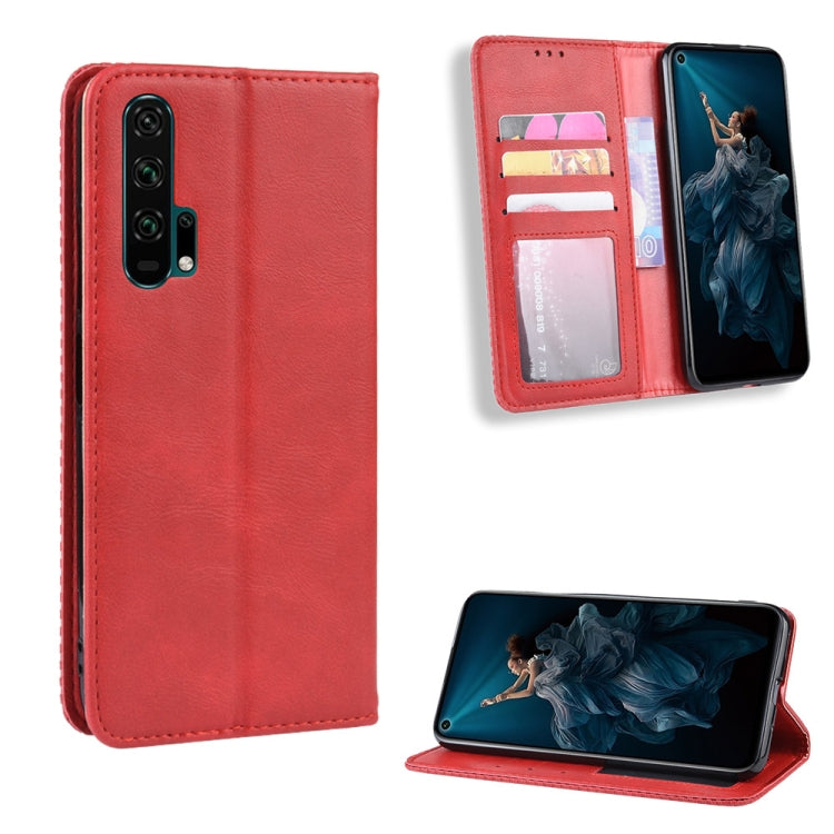 Magnetic Buckle Retro Crazy Horse Texture Horizontal Flip Leather Case for HUAWEI Honor 20pro , with Holder & Card Slots & Photo Frame