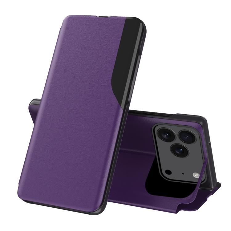 For iPhone 17 Pro Max Side Display Flip Leather Phone Case