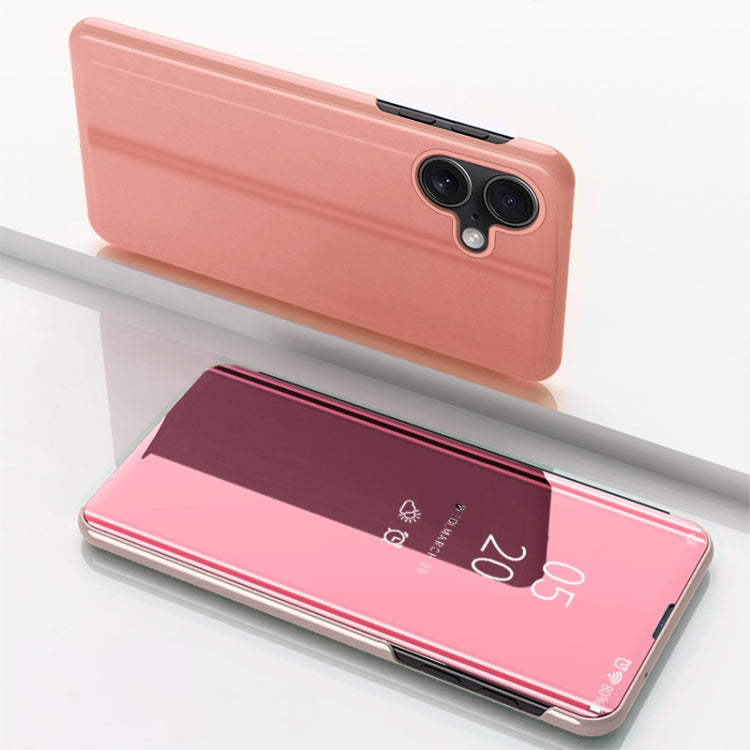 For iPhone 16 Plated Mirror Horizontal Flip Leather Phone Case with Holder