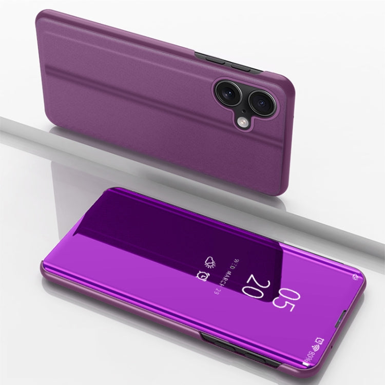 For iPhone 16 Plated Mirror Horizontal Flip Leather Phone Case with Holder