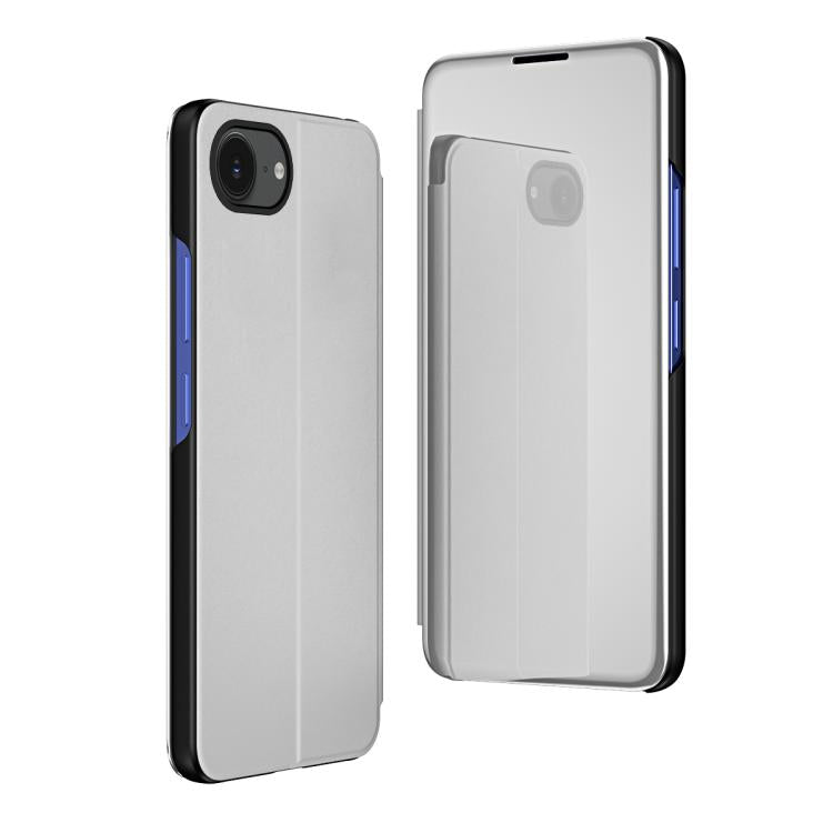 For iPhone 17e / 16e Plated Mirror Horizontal Flip Leather Phone Case with Holder