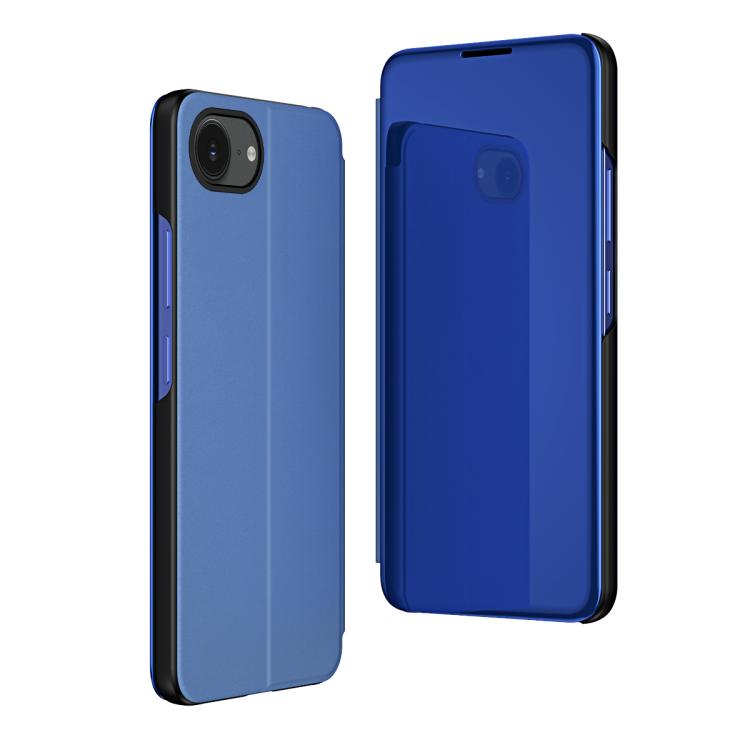 For iPhone 17e / 16e Plated Mirror Horizontal Flip Leather Phone Case with Holder