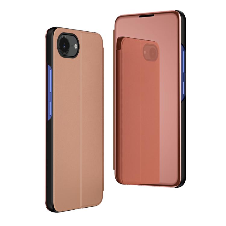 For iPhone 17e / 16e Plated Mirror Horizontal Flip Leather Phone Case with Holder