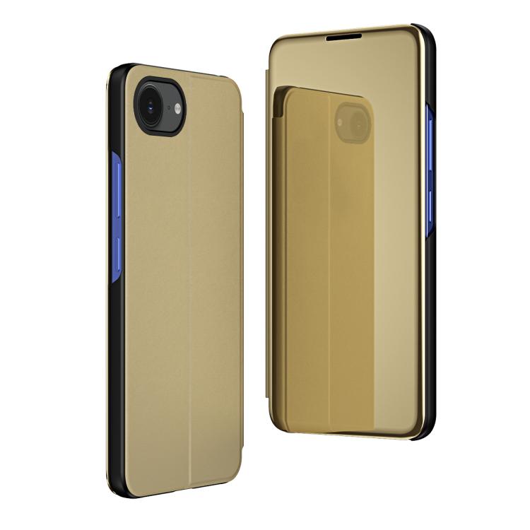 For iPhone 17e / 16e Plated Mirror Horizontal Flip Leather Phone Case with Holder