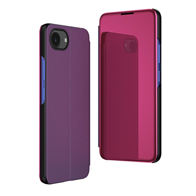 For iPhone 17e / 16e Plated Mirror Horizontal Flip Leather Phone Case with Holder