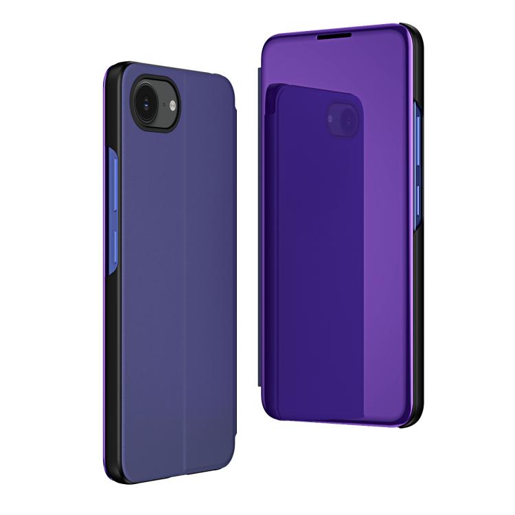 For iPhone 17e / 16e Plated Mirror Horizontal Flip Leather Phone Case with Holder