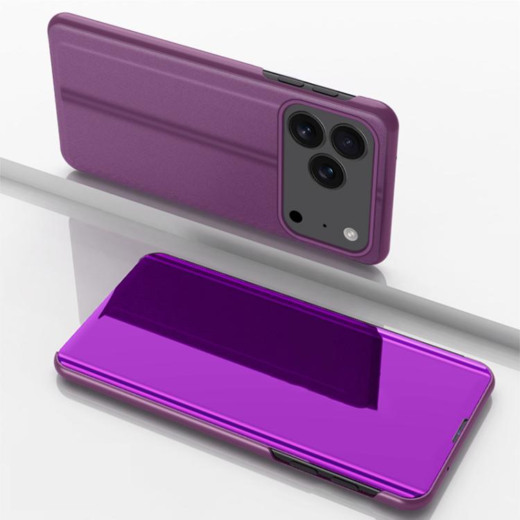 For iPhone 17 Pro Max Plated Mirror Horizontal Flip Leather Phone Case with Holder