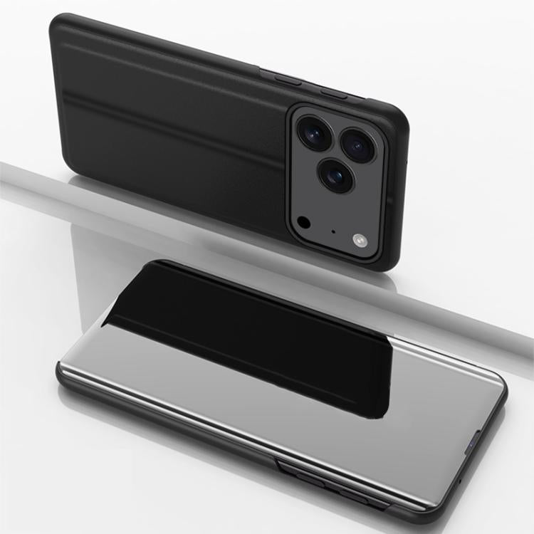 For iPhone 17 Pro Plated Mirror Horizontal Flip Leather Phone Case with Holder