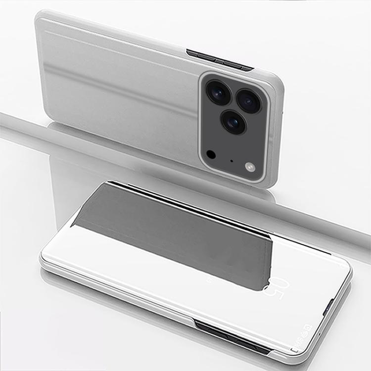 For iPhone 17 Pro Plated Mirror Horizontal Flip Leather Phone Case with Holder