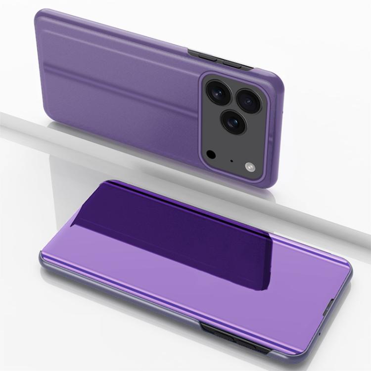 For iPhone 17 Pro Plated Mirror Horizontal Flip Leather Phone Case with Holder
