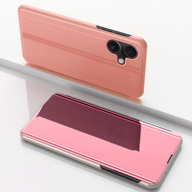 For iPhone 17 Plated Mirror Horizontal Flip Leather Phone Case with Holder