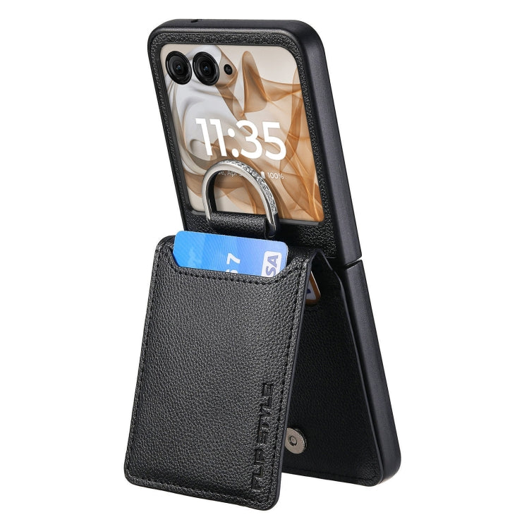 For Motorola Razr 50 Litchi Texture Leather Ring Wallet Phone Case