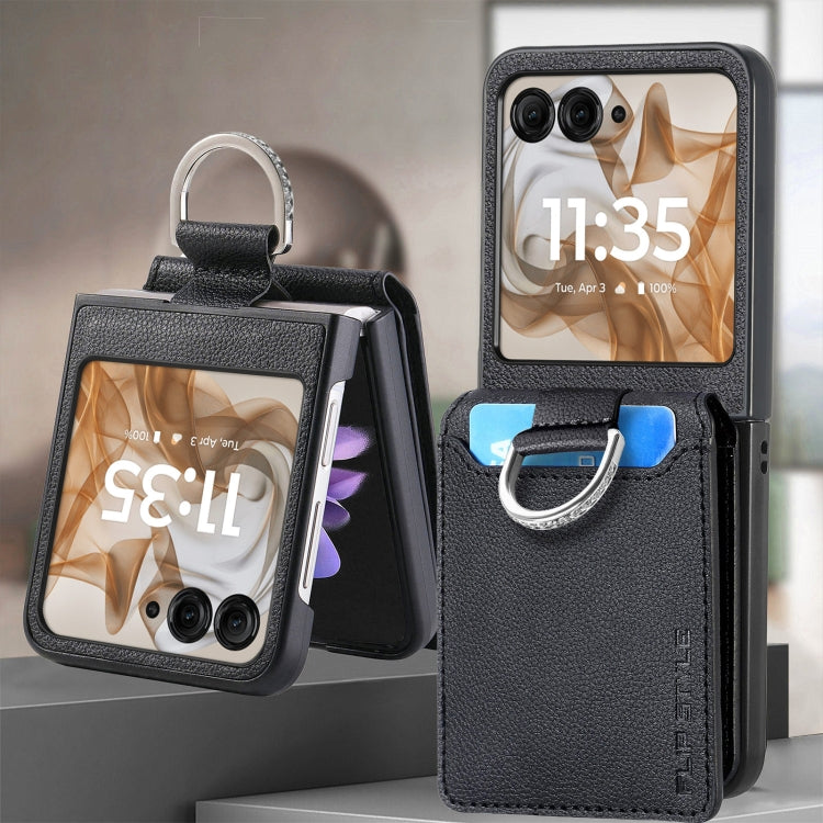 For Motorola Razr 50 Litchi Texture Leather Ring Wallet Phone Case