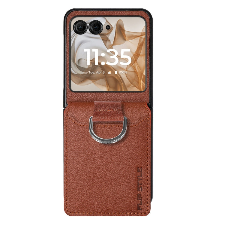 For Motorola Razr 50 Litchi Texture Leather Ring Wallet Phone Case