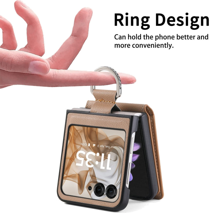 For Motorola Razr 50 Litchi Texture Leather Ring Wallet Phone Case