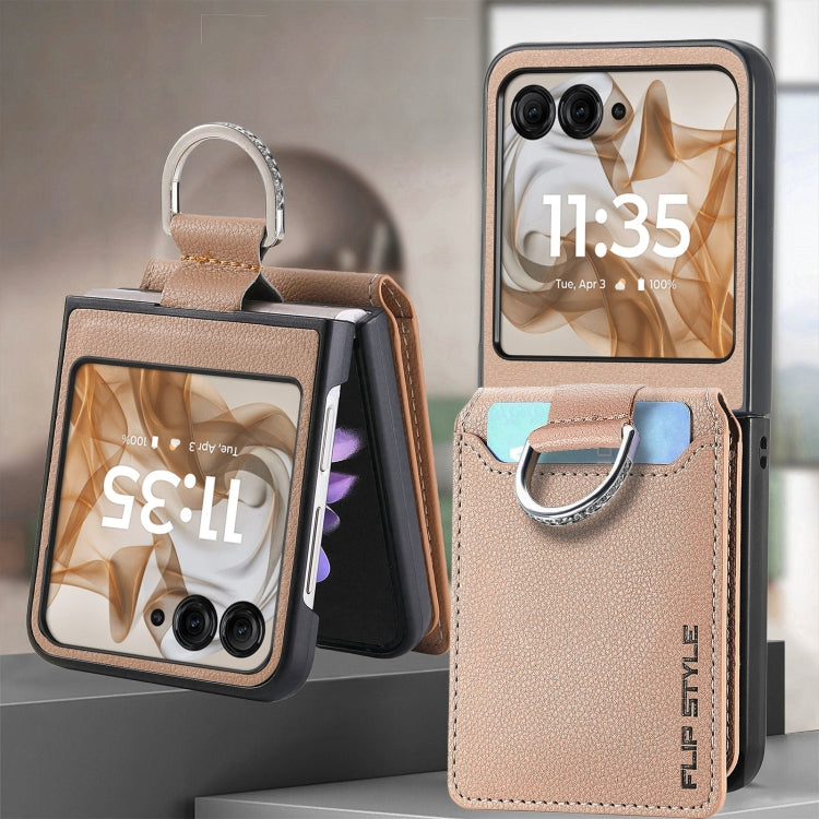For Motorola Razr 50 Litchi Texture Leather Ring Wallet Phone Case
