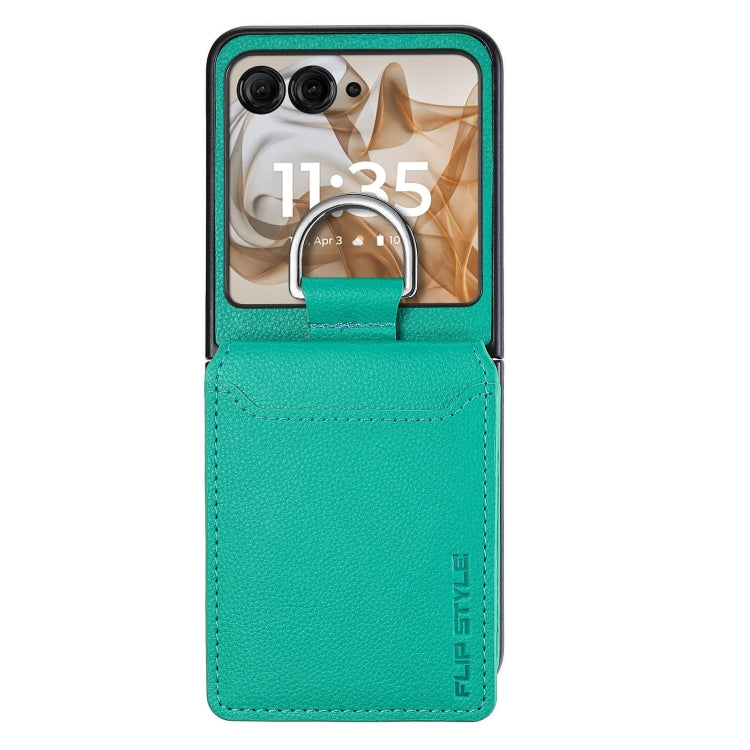For Motorola Razr 50 Litchi Texture Leather Ring Wallet Phone Case