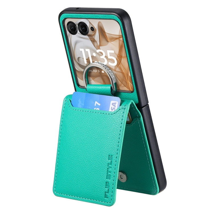 For Motorola Razr 50 Litchi Texture Leather Ring Wallet Phone Case
