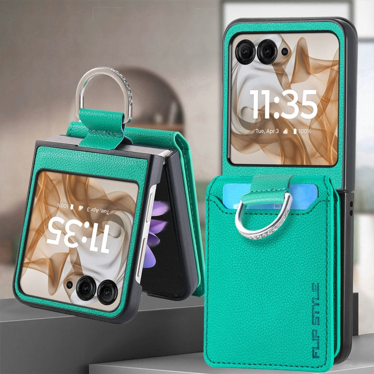 For Motorola Razr 50 Litchi Texture Leather Ring Wallet Phone Case