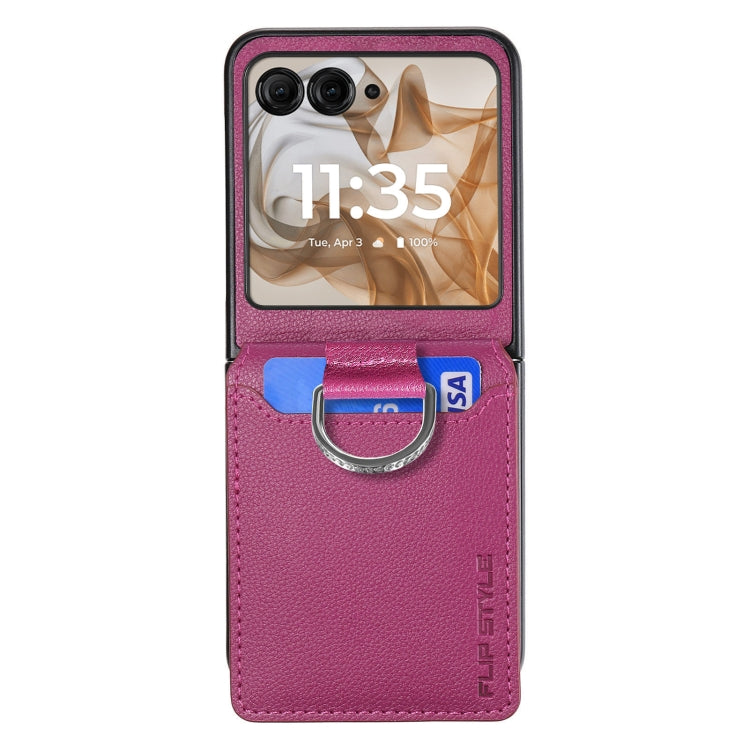 For Motorola Razr 50 Litchi Texture Leather Ring Wallet Phone Case