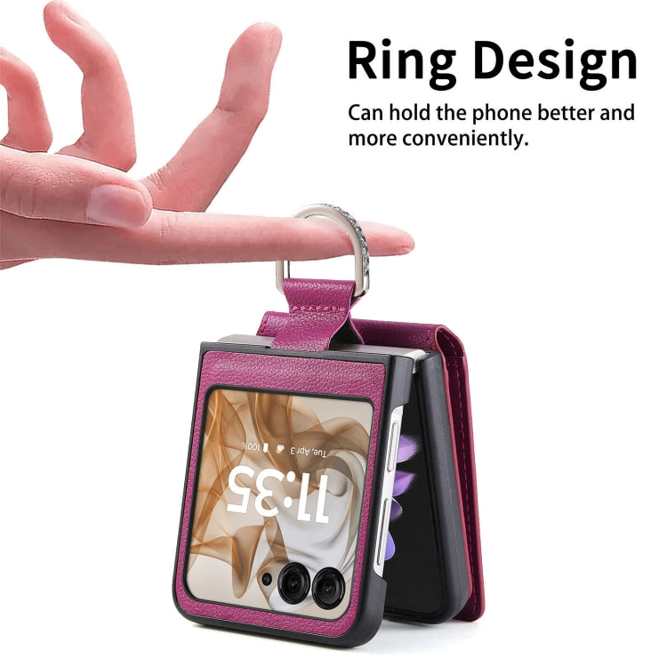 For Motorola Razr 50 Litchi Texture Leather Ring Wallet Phone Case