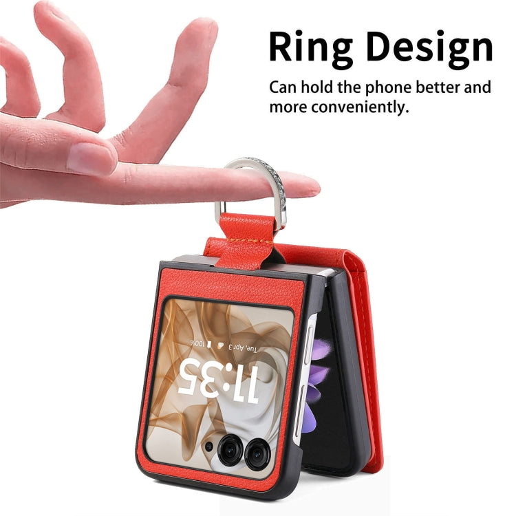 For Motorola Razr 50 Litchi Texture Leather Ring Wallet Phone Case
