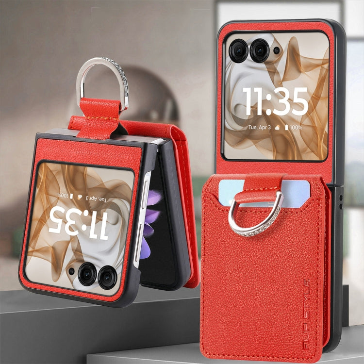 For Motorola Razr 50 Litchi Texture Leather Ring Wallet Phone Case