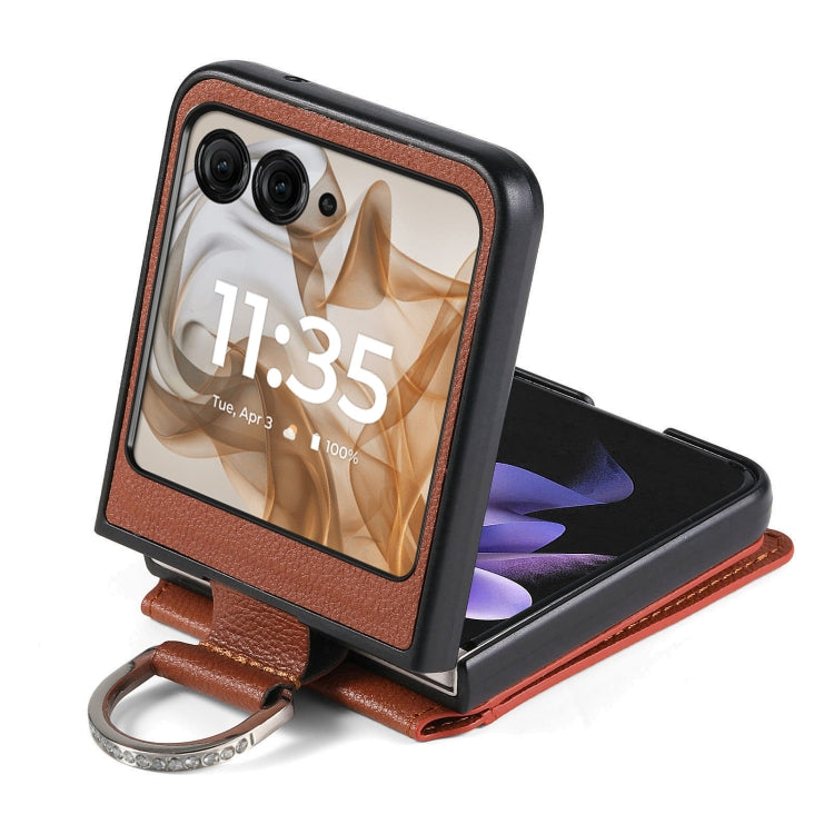 For Motorola Razr 50 Ultra Litchi Texture Leather Ring Wallet Phone Case