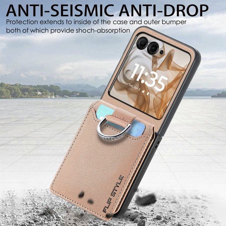 For Motorola Razr 50 Ultra Litchi Texture Leather Ring Wallet Phone Case