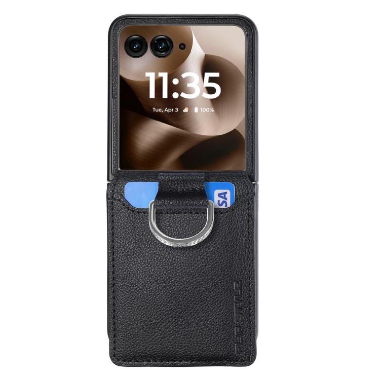 For Motorola Razr 60 Litchi Texture Leather Ring Wallet Phone Case