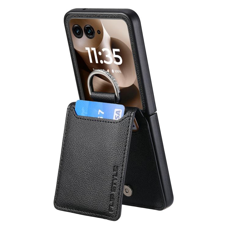 For Motorola Razr 60 Litchi Texture Leather Ring Wallet Phone Case