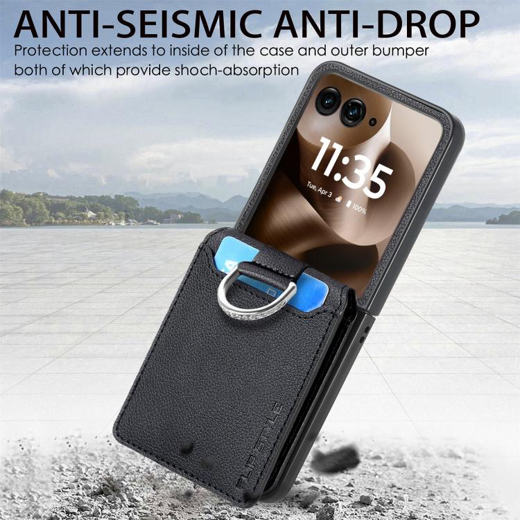 For Motorola Razr 60 Litchi Texture Leather Ring Wallet Phone Case